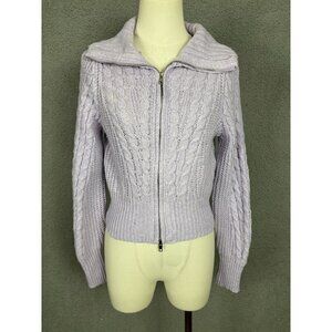 Hippie Rose Juniors' Women's Cable-Knit Zip-Front Sweater Purple Size Small NWTs
